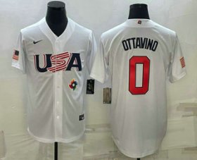 Cheap Men\'s USA Baseball #0 Adam Ottavino 2023 White World Baseball Classic Stitched Jersey