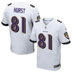 Wholesale Cheap Nike Ravens #81 Hayden Hurst White Men\'s Stitched NFL New Elite Jersey