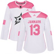 Wholesale Cheap Adidas Stars #13 Mattias Janmark White/Pink Authentic Fashion Women's Stitched NHL Jersey