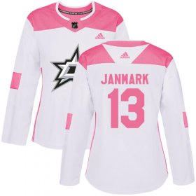 Wholesale Cheap Adidas Stars #13 Mattias Janmark White/Pink Authentic Fashion Women\'s Stitched NHL Jersey