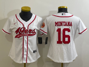 Wholesale Cheap Women's San Francisco 49ers #16 Joe Montana White With Patch Cool Base Stitched Baseball Jersey