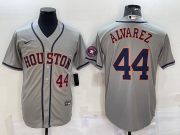 Wholesale Cheap Men's Houston Astros #44 Yordan Alvarez Number Grey With Patch Stitched MLB Cool Base Nike Jersey
