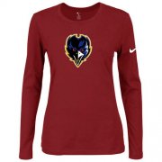 Wholesale Cheap Women's Nike Baltimore Ravens Of The City Long Sleeve Tri-Blend NFL T-Shirt Red