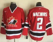 Wholesale Cheap Team CA. #2 Al MacInnis Red/Black 2002 Olympic Nike Throwback Stitched NHL Jersey