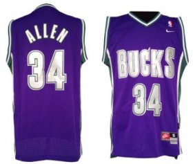Wholesale Cheap Milwaukee Bucks #34 Ray Allen Purple Swingman Throwback Jersey