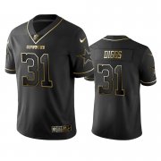 Wholesale Cheap Men's Dallas Cowboys #31 Trevon Diggs Black Golden Edition Vapor Limited Jersey