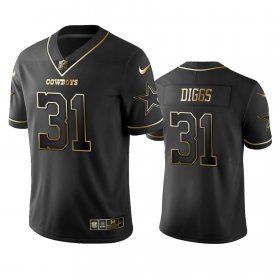 Wholesale Cheap Men\'s Dallas Cowboys #31 Trevon Diggs Black Golden Edition Vapor Limited Jersey