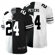 Cheap Baltimore Ravens #24 Marcus Peters Men's Black V White Peace Split Nike Vapor Untouchable Limited NFL Jersey