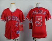 Wholesale Cheap Angels #5 Albert Pujols Red Stitched Youth MLB Jersey