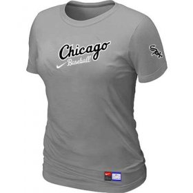 Wholesale Cheap Women\'s Chicago White Sox Nike Away Practice MLB T-Shirt Light Grey