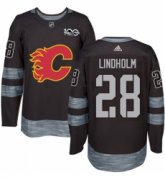 Wholesale Cheap Men's Adidas Calgary Flames #28 Elias Lindholm Black 1917-2017 100th Anniversary Stitched NHL Jersey