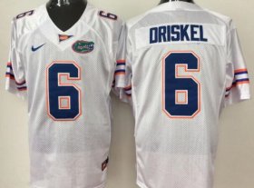 Wholesale Cheap Men\'s Florida Gators #6 Jeff Driskel White Stitched NCAA Nike College Football Jerse