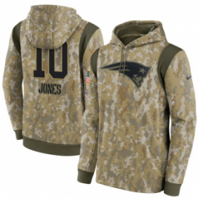 Wholesale Cheap Men\'s New England Patriots #10 Mac Jones Camo 2021 Salute To Service Therma Performance Pullover Hoodie