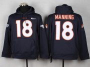 Wholesale Cheap Denver Broncos #18 Peyton Manning Blue Pullover Hoodie