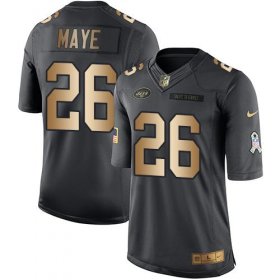 Wholesale Cheap Nike Jets #26 Marcus Maye Black Men\'s Stitched NFL Limited Gold Salute To Service Jersey