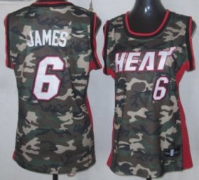 Wholesale Cheap Miami Heat #6 LeBron James Camo Fashion Womens Jersey