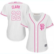 Wholesale Cheap Giants #22 Will Clark White/Pink Fashion Women's Stitched MLB Jersey