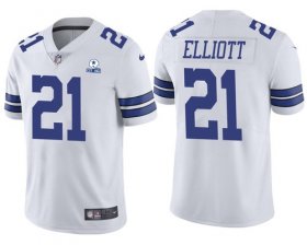 Wholesale Cheap Men\'s Dallas Cowboys #21 Ezekiel Elliott 60th Anniversary White Vapor Untouchable Stitched NFL Nike Limited Jersey