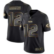 Wholesale Cheap Nike Packers #12 Aaron Rodgers Black/Gold Men's Stitched NFL Vapor Untouchable Limited Jersey