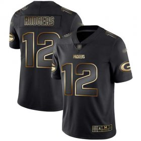 Wholesale Cheap Nike Packers #12 Aaron Rodgers Black/Gold Men\'s Stitched NFL Vapor Untouchable Limited Jersey