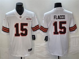 Cheap Men\'s Cleveland Browns #15 Joe Flacco White 1946 Collection Vapor Untouchable Limited Football Stitched Jersey