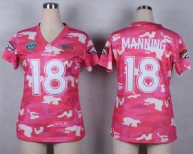 Wholesale Cheap Nike Broncos #18 Peyton Manning Pink Women\'s Stitched NFL Elite Camo Fashion Jersey