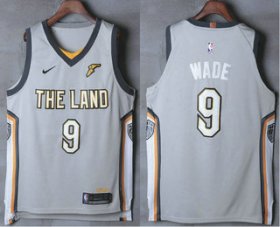 Wholesale Cheap Men\'s Cleveland Cavaliers #9 Dwyane Wade Gray The Land 2017-2018 Nike Authentic Stitched NBA Jersey