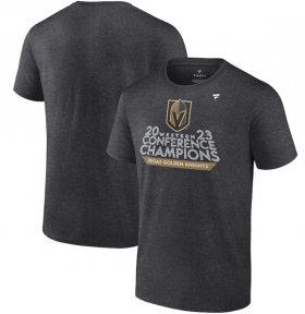 Wholesale Cheap Men\'s Vegas Golden Knights Heather Charcoal 2023 Western Conference Champions Locker Room T-Shirt