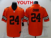 Wholesale Cheap Youth Cleveland Browns #24 Nick Chubb orange 2021 inverted legend stitched nike limited Jersey