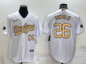 Wholesale Men\'s Los Angeles Dodgers #26 Tony Gonsolin Number White 2022 All Star Stitched Cool Base Nike Jersey