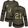 Cheap Adidas Lightning #21 Brayden Point Green Salute to Service Women's 2020 Stanley Cup Champions Stitched NHL Jersey
