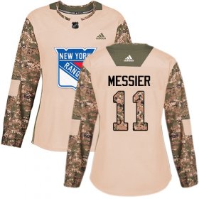Wholesale Cheap Adidas Rangers #11 Mark Messier Camo Authentic 2017 Veterans Day Women\'s Stitched NHL Jersey