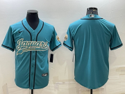 Wholesale Cheap Men's Jacksonville Jaguars Blank Teal With Patch Cool Base Stitched Baseball Jersey