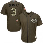 Wholesale Cheap Reds #3 Scooter Gennett Green Salute to Service Stitched Youth MLB Jersey