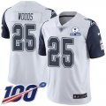 Wholesale Cheap Nike Cowboys #25 Xavier Woods White Men's Stitched With Established In 1960 Patch NFL Limited Rush 100th Season Jersey