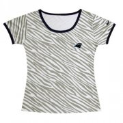 Wholesale Cheap Women's Nike Carolina Panthers Chest Embroidered Logo Zebra Stripes T-Shirt