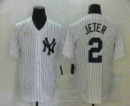Wholesale Cheap Men's New York Yankees #2 Derek Jeter White Throwback Stitched MLB Cool Base Nike Jersey