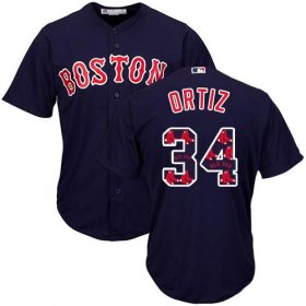 Wholesale Cheap Red Sox #34 David Ortiz Navy Blue Team Logo Fashion Stitched MLB Jersey