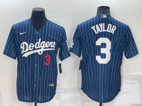 Wholesale Cheap Men\'s Los Angeles Dodgers #3 Chris Taylor Navy Cool Base Stitched Baseball Jersey
