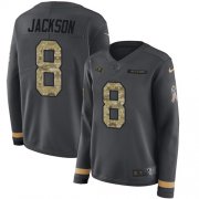 Wholesale Cheap Nike Ravens #8 Lamar Jackson Anthracite Salute to Service Women's Stitched NFL Limited Therma Long Sleeve Jersey
