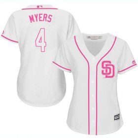 Wholesale Cheap Padres #4 Wil Myers White/Pink Fashion Women\'s Stitched MLB Jersey