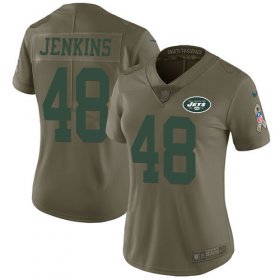 Wholesale Cheap Nike Jets #48 Jordan Jenkins Olive Women\'s Stitched NFL Limited 2017 Salute to Service Jersey
