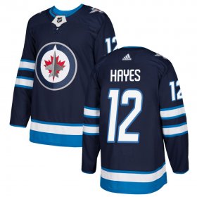 Wholesale Cheap Adidas Jets #12 Kevin Hayes Navy Blue Home Authentic Stitched NHL Jersey