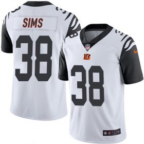 Wholesale Cheap Nike Bengals #38 LeShaun Sims White Men\'s Stitched NFL Limited Rush Jersey