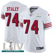 Wholesale Cheap Nike 49ers #74 Joe Staley White Super Bowl LIV 2020 Rush Men's Stitched NFL Vapor Untouchable Limited Jersey