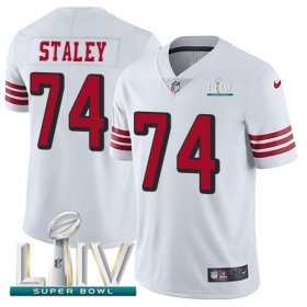 Wholesale Cheap Nike 49ers #74 Joe Staley White Super Bowl LIV 2020 Rush Men\'s Stitched NFL Vapor Untouchable Limited Jersey