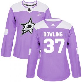 Cheap Adidas Stars #37 Justin Dowling Purple Authentic Fights Cancer Women\'s Stitched NHL Jersey