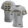 Wholesale Cheap Milwaukee Brewers #22 Christian Yelich Men's Nike Gray Road 2020 Authentic Player MLB Jersey