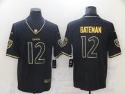 Wholesale Cheap Men's Baltimore Ravens #12 Rashod Bateman Black Golden Edition Jersey