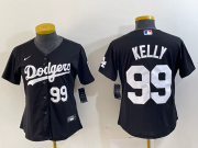 Cheap Women's Los Angeles Dodgers #99 Joe Kelly Number Black Stitched Cool Base Nike Jersey